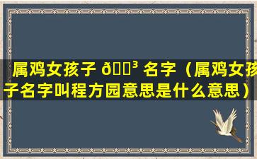 属鸡女孩子 🐳 名字（属鸡女孩子名字叫程方园意思是什么意思）